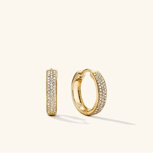 Mejuri Bold Pave Diamond Huggie Hoops 14K